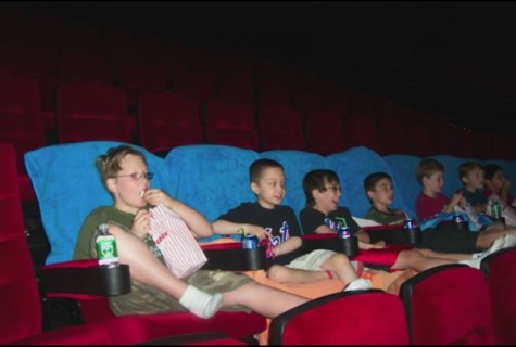 Together with his friends, Christopher Barron watched a special screening of Spiderman with his friends before the movie theater opened to the public.
