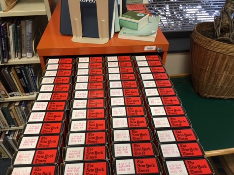 The library's collection of microfilm strips. The strips date back anywhere from 1853 to 1997.