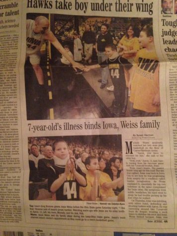 An article published during Jesse's first stay in Iowa about his bond with the Iowa University sports teams. 