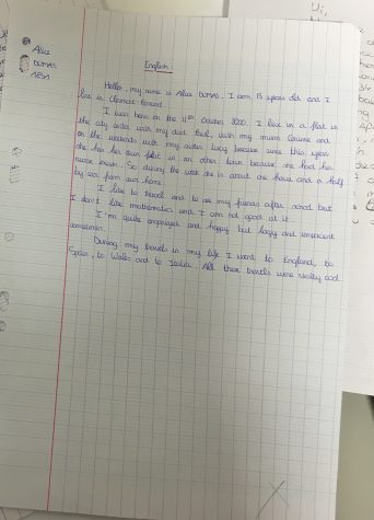 Students write a letter in their fluent language, and then another in the language they are learning. Students who are not French students at Glen Rock are not required to write letters in French. 