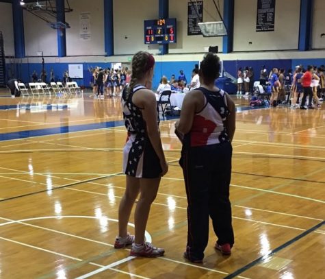 Playing for the flag on her back