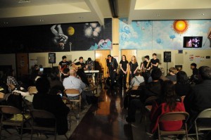 Wowing the audience, student performers impressed with their spoken word and musical ability.  Mobius, the school literary magazine, is run by Mrs. Pat Mahoney.  The Coffeehouse is an annual event (on its 17th year) that gathers some of Glen Rocks finest young performers.  