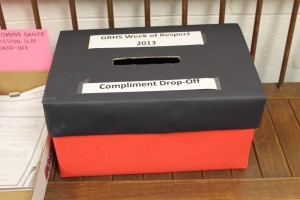 Filling up with respect, this box is where students drop off their compliments.  