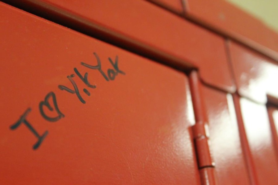 Drawn on a locker in the senior hallway, the Yik Yak message board application was prevalent in Glen Rock as well as Ridgewood.  