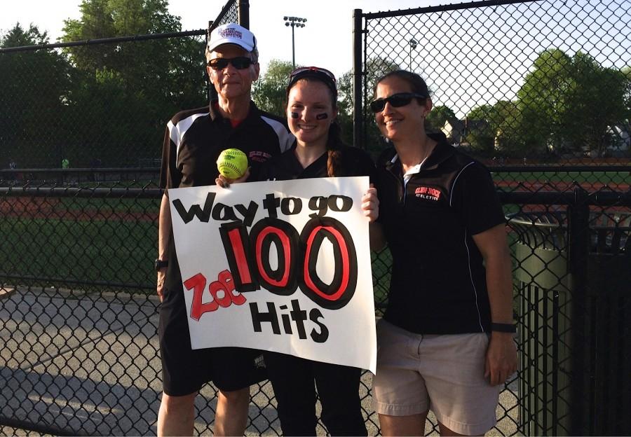 Bender celebrating the 100 career hit milestone during a game in the 2015 season. 