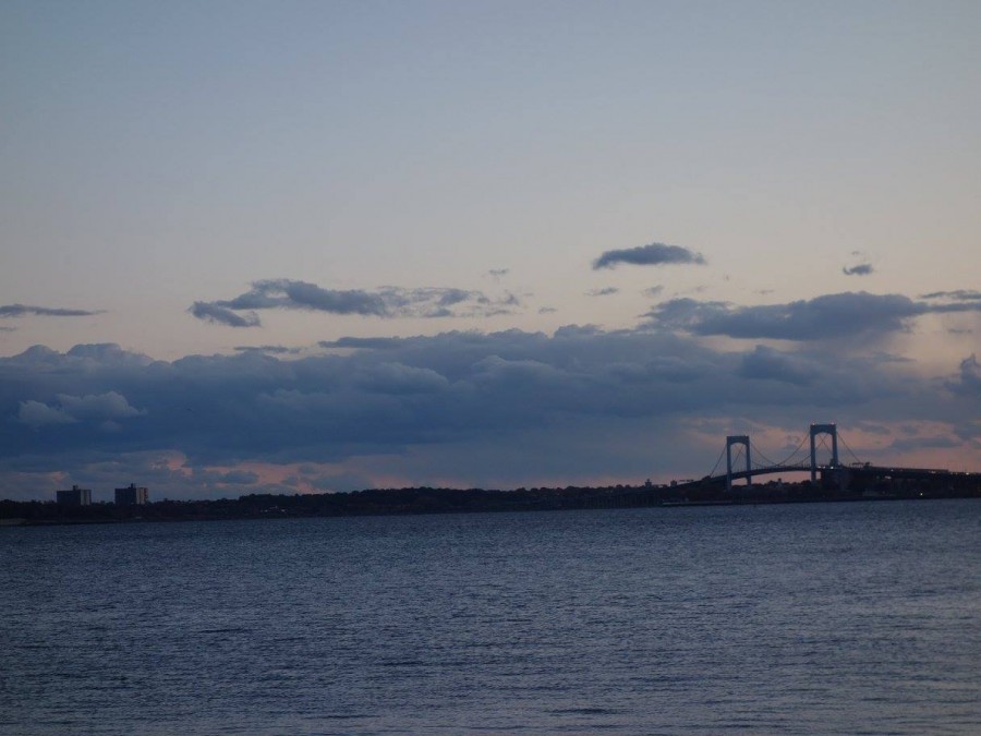 A view of The Long Island Sound and Throgs Neck Bridge from Johnnys Reef Restaurant. 