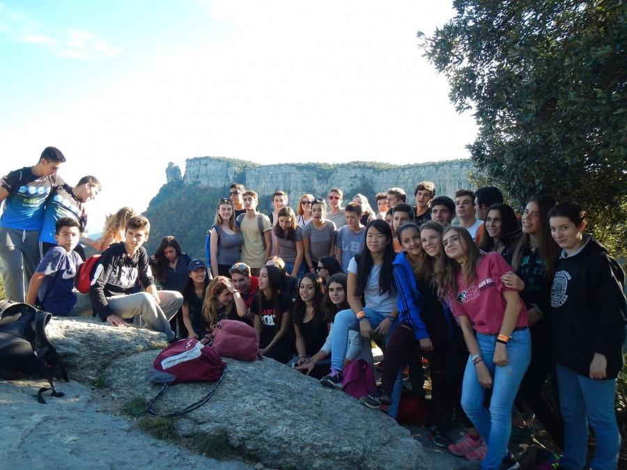 Students on a hike. 