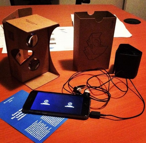 Google Cardboard with iPhone 6 and headphones