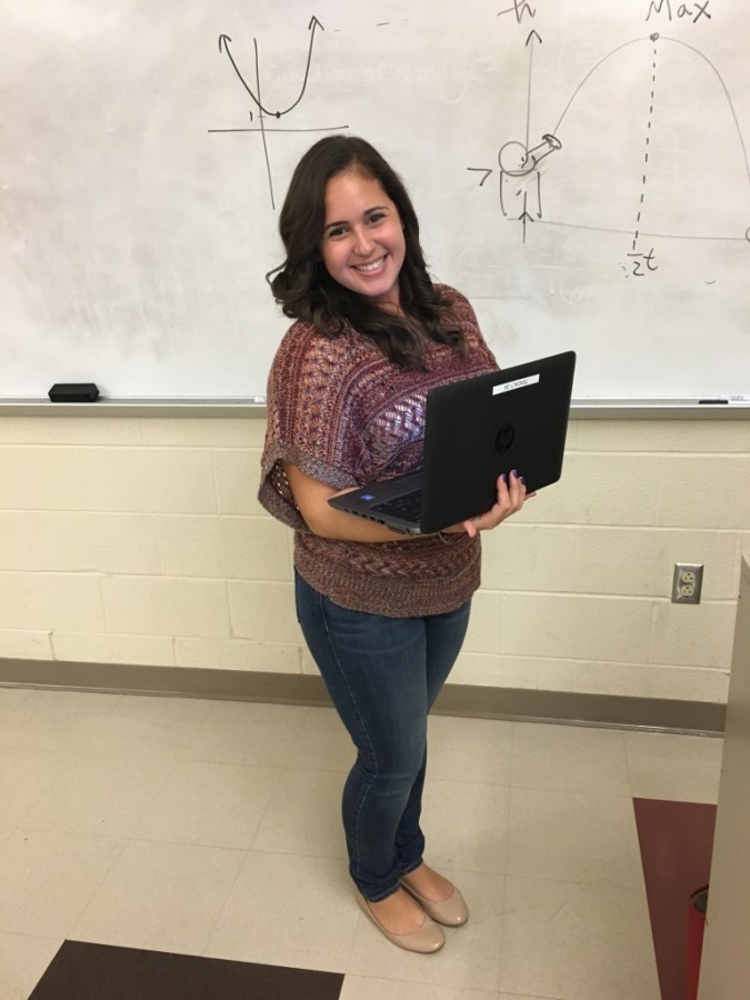 Math teacher Ms. Amanda Sproviero and other faculty members are piloting the HP EliteBook laptops this year to prepare for the one-to-one student laptop initiative set to occur next fall. 