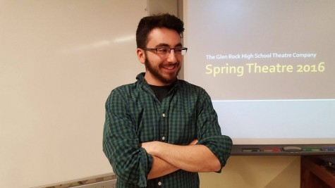 Jake Aboyoun ('16) welcomes member before the meeting begins. "We're mixing two of my favorite things, Star Wars and Shakespeare." Aboyoun said.