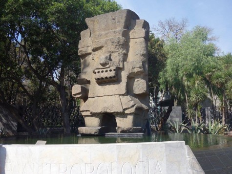An Aztec statue in front of the Museum of Anthropology. The museum is a missive complex that is home to thousands of important pieces just like this one. 