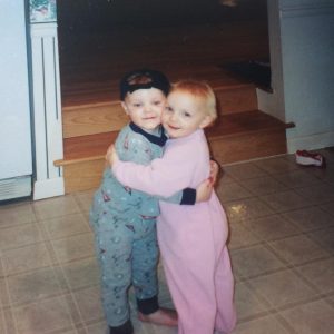 ack and Sarah Harwick at age 2, pictured in their kitchen.