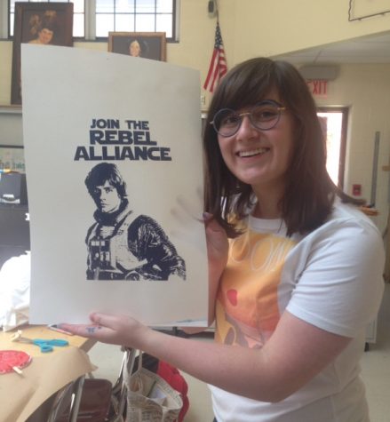 Gale with her Luke Skywalker t-shirt design. 