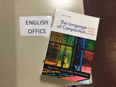 The Language of Composition textbook in the English Office.