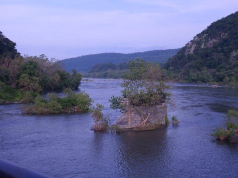 This is the view from Harper's Ferry, West Virginia. At Harper's Ferry The Shenandoah River meets the Potomac River. Also the town is where John Browns famous raid occurred. 