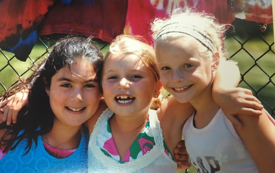 Kate Gifford, on the right, poses for a picture with cousin Sara Gifford and friend Samantha Goldman in the summer of 2009 on tie-dye day at camp Wydaca.