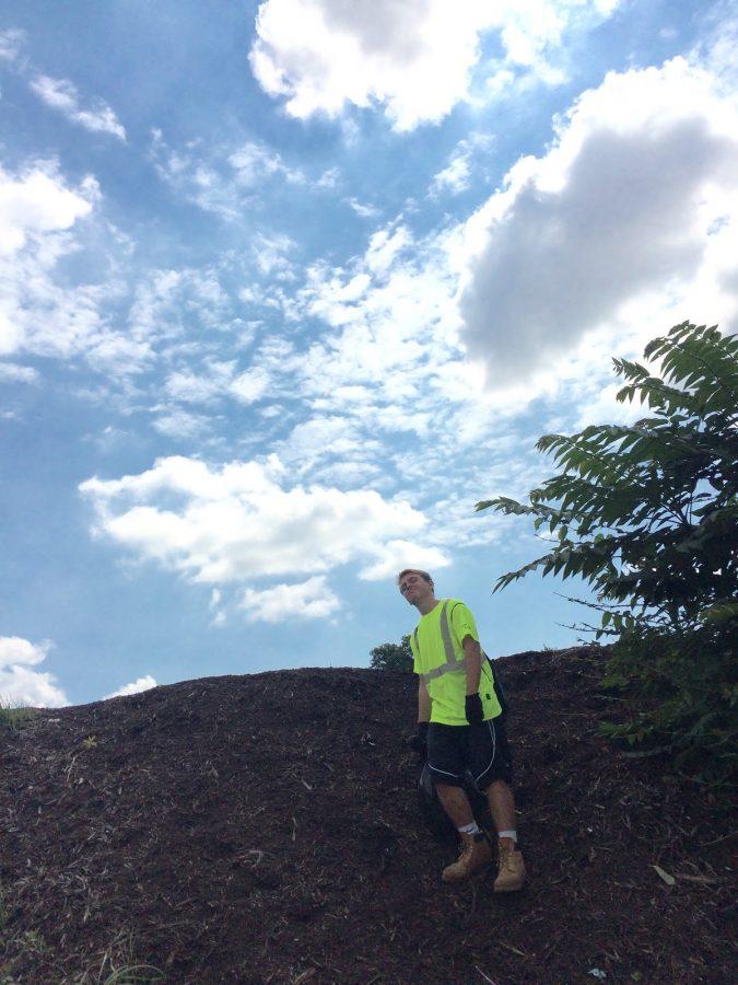 Ryan Morley (18) on the job picking up trash around the town of Glen Rock this past August.