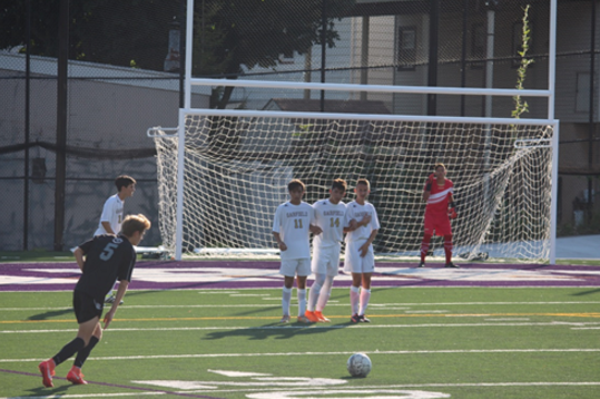 Justin Kochman takes a free kick against Garfield on September 16. Glen Rock went on to win the game 2-1, with Kochman providing an assist. 