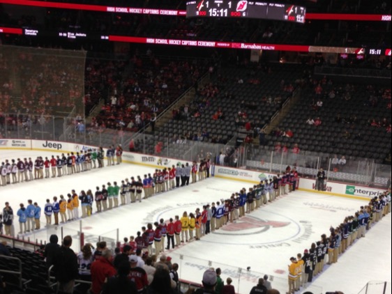 Jake Kinney represents Glen Rock at the New Jersey Devils Captains Night. Kinney is two goals away from beating his brothers record of 141 goals. 