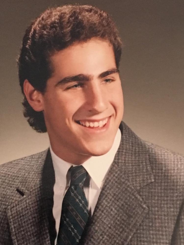 Danny Goldsmith poses for a senior high school photo, class of 1988 at Glen Rock High School.