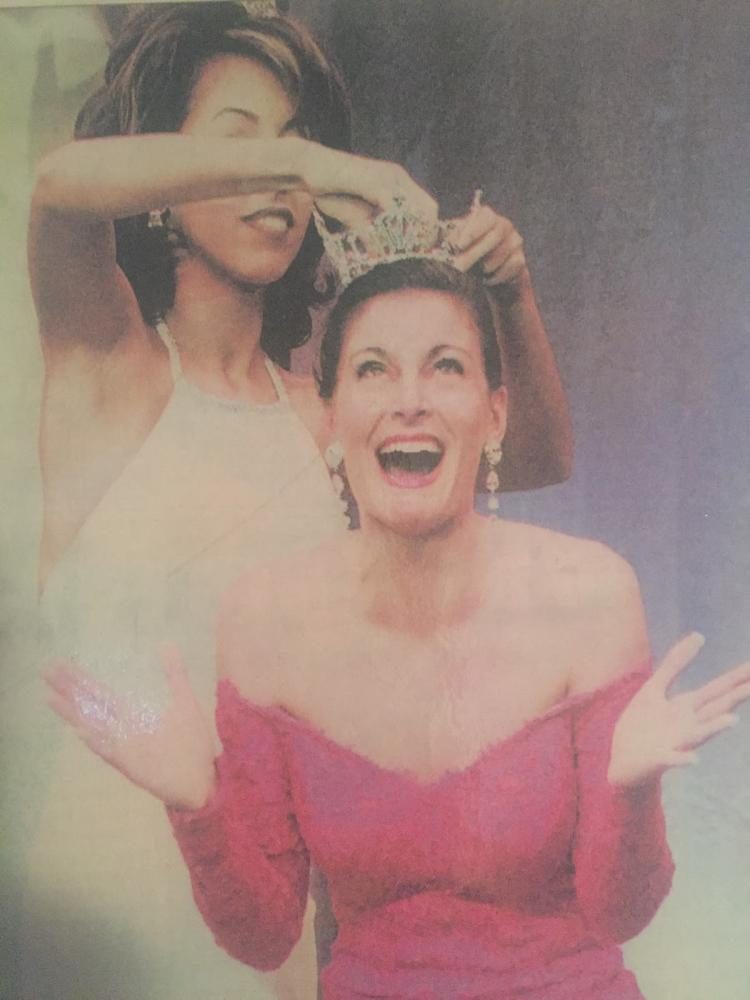 Stephanie Ferrari being crowned Miss New Jersey 1998. Ferrari was crowned in her favorite dress out of all the outfits she wore.