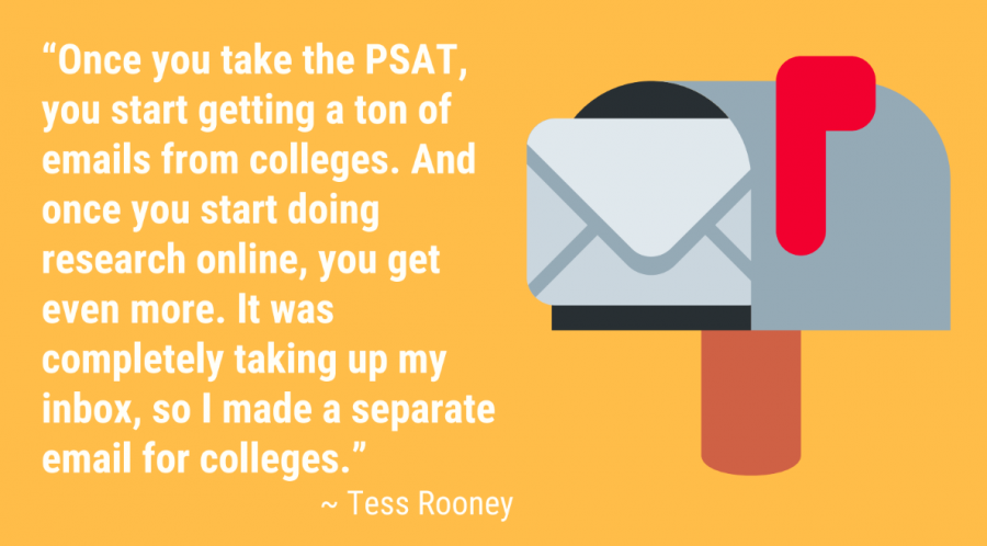 Many colleges send out automated emails-- and lots of them-- to students who attend visits, take standardized tests, or even just browse their website. Creating a separate account will keep your personal and academic emails separate, allowing you to stay organized and saving you from overlooking an important message. It only takes a few minutes to set up a new email and it’s free. 