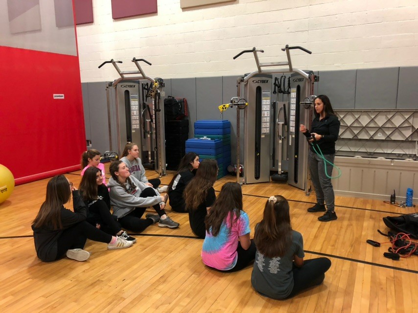 Mrs. Dowell is teaching her 8th period freshman gym class. She loves to go to the fitness center and enjoys teaching the freshman about how to properly work out.
