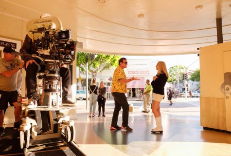 Quentin Tarantino and Margot Robbie on the set of ONCE UPON A TIME IN HOLLYWOOD.
