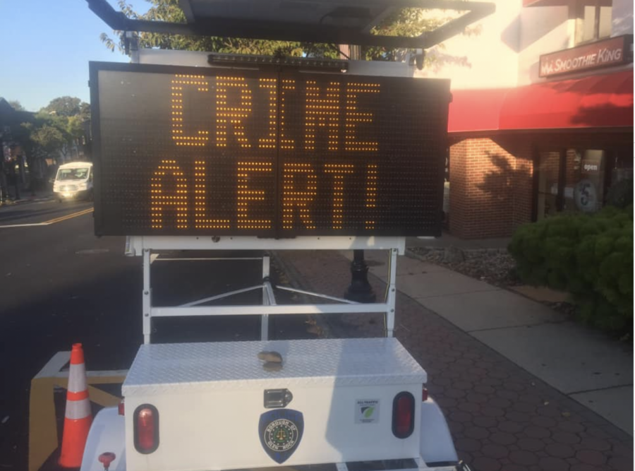 As part of the Glen Rock Police Departments effort to combat recent vehicle crimes, a digital sign warns of vehicle theft in downtown Glen Rock.
