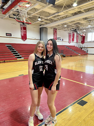 Emma Mittelman (left) and Harper Goshin (right), their last, first time, wearing the uniform.