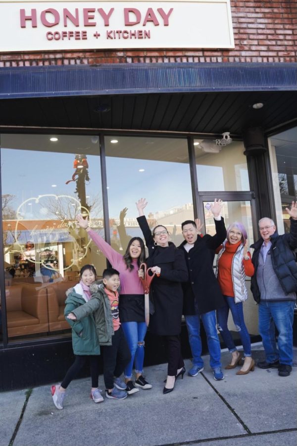 Yoo and family at Honey Day’s grand opening. Honey Day is located on Rock Road in Glen Rock.