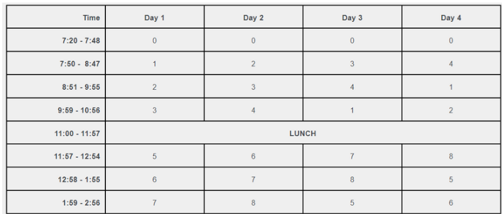 New Announcement and Bell Schedule Feedback